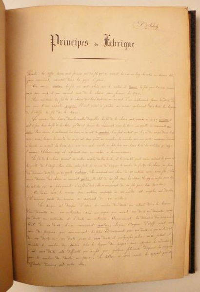 Soierie - [SCHULZ (P.)]. Manuscrit. Théorie...
