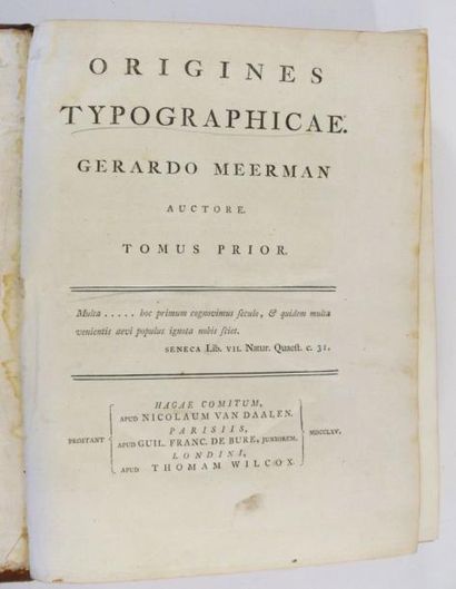 Typographie - MEERMAN (Gérard). Origines...