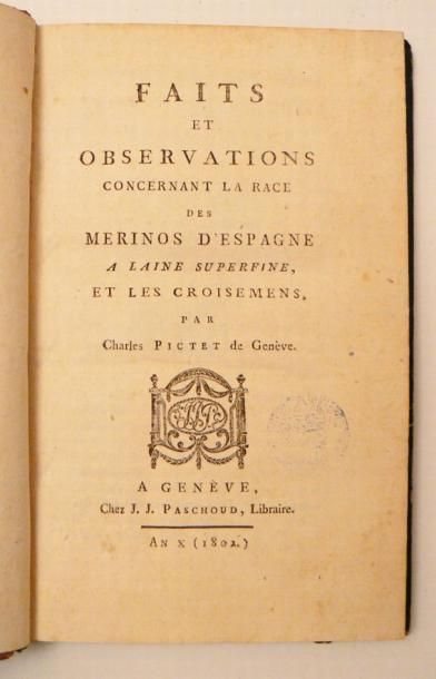 Mouton - PICTET (Charles). Faits et observations...