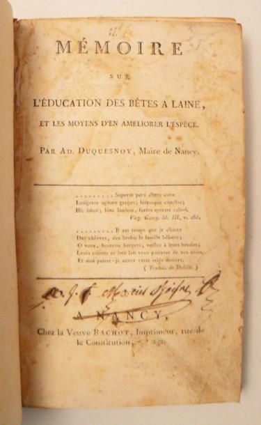Mouton - DUQUESNOY (Adrien Cyprien). Mémoire...