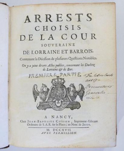 Lorraine. Arrest choisis de la Cour souveraine...