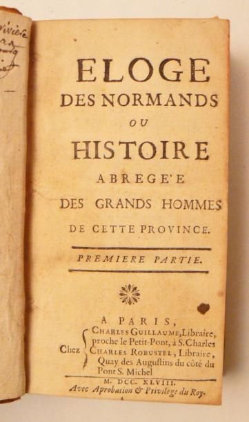 Normandie - RIVIERE (A.). Eloge historique...