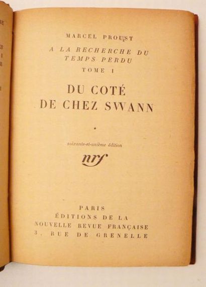 PROUST (Marcel)
A la Recherche du temps perdu....