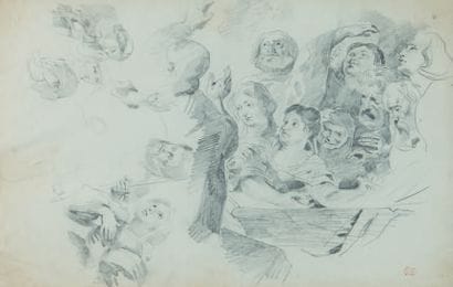Eugène DELACROIX (1798-1863)
Study of faces
Black...