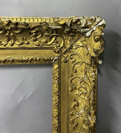 Beautiful carved and gilded oak frame with...