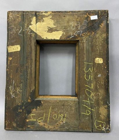 Wooden frame and blackened wood veneer decorated...