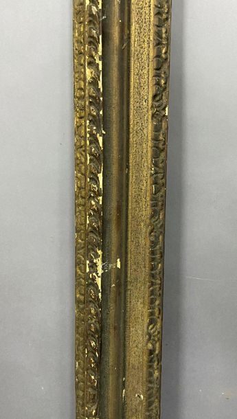 Sculpted and gilded fir wood frame with sandblasted...