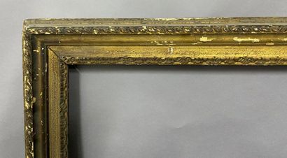 Sculpted and gilded fir wood frame with sandblasted...