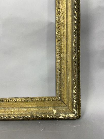 Sculpted and gilded fir wood frame with sandblasted...