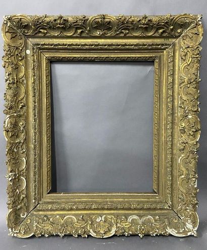 Beautiful carved and gilded oak frame with...