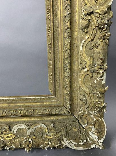 Beautiful carved and gilded oak frame with...