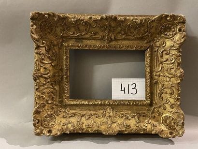 Carved and gilded oak frame with beautiful...