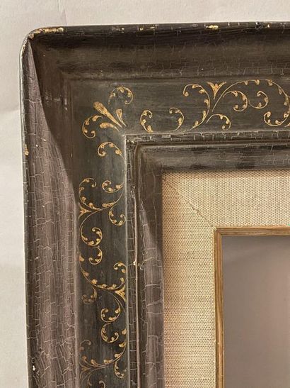 Cassetta'' frame in black patinated wood...