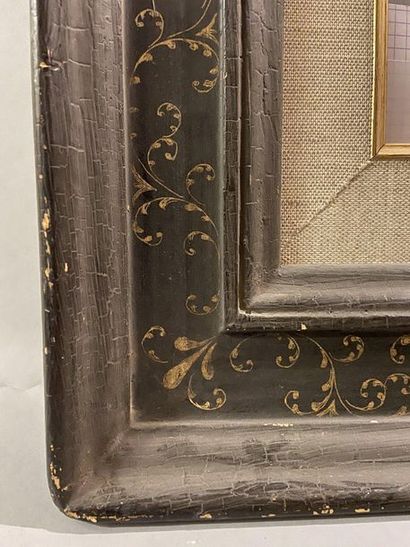 Cassetta'' frame in black patinated wood...