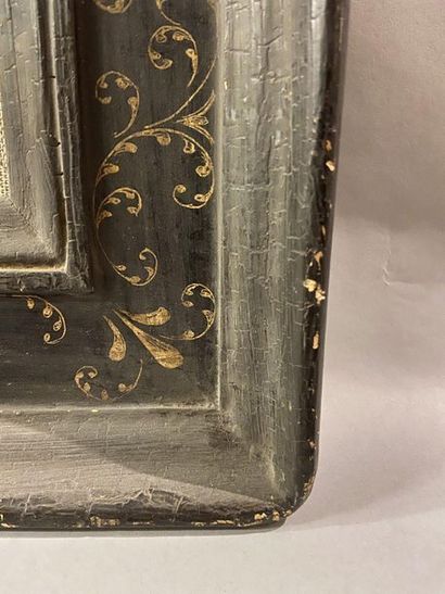 Cassetta'' frame in black patinated wood...