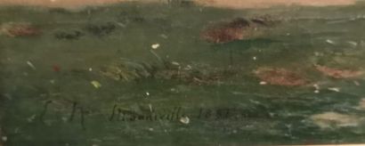 Horse-drawn carriage in the park. Oil on...