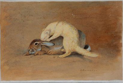 Paul MARCUEYZ (1877-1952). Ferret and lever....