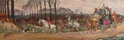 Harry ELIOTT (1882-1959). Chasse au renard....