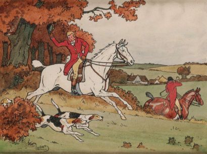 Harry ELIOTT (1882-1959). Scène de vénerie....