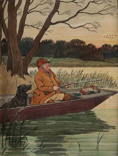 Harry ELIOTT (1882-1959). La chasse aux canards....