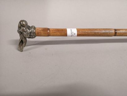 Silver jigsaw puzzle cane carved hare