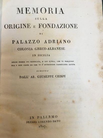 CRISPI (Giuseppe).
Memoria sulla origine...
