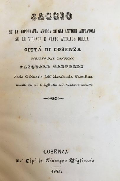 MANFREDI (Pasquale).
Saccio su la topografia...