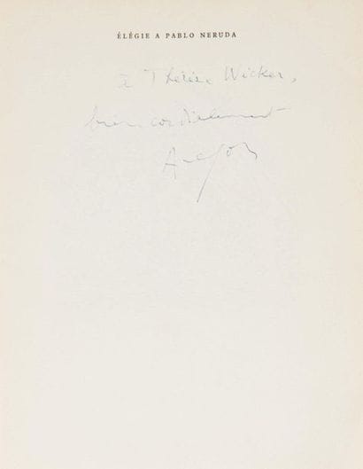 ARAGON (Louis).
Élégie à Pablo Neruda. Paris,...
