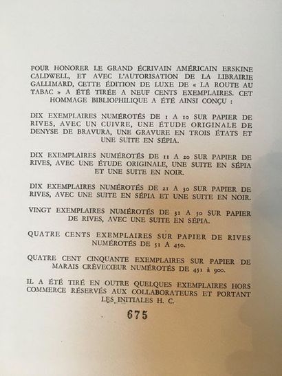 CALDWELL (Erskine).
La Route au tabac. Traduction...