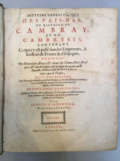 [CAMBRAI]. Le CARPENTIER (Jean).
Genealogical...
