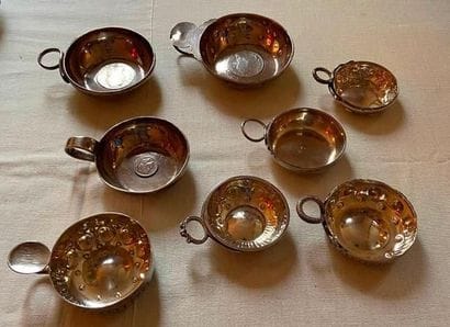 Wine tasting set in silver 950°/°°°°° decorated...