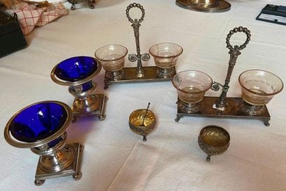Lot in silver 950°/°°° including two salting...