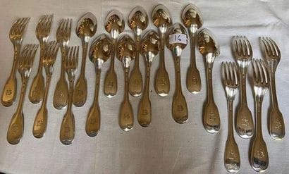 10 pieces of 950°/°° silver cutlery

Old...