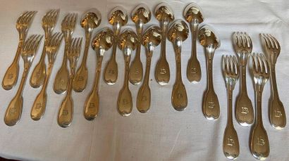 10 pieces of 950°/°° silver cutlery

Old...