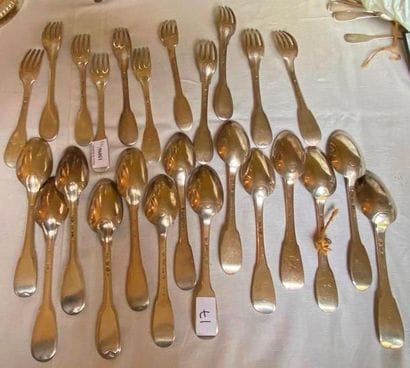 950°/°° silver cutlery set including 12 forks...
