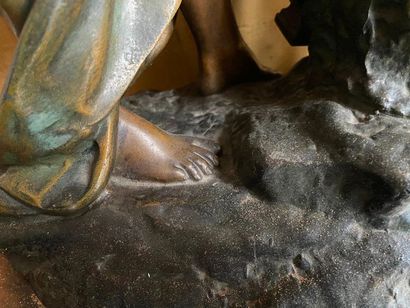 Pendule en régule, vestale et amour à la...