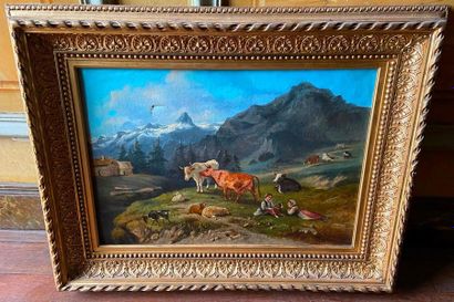 School of the XIXth century

Herds in a mountain...