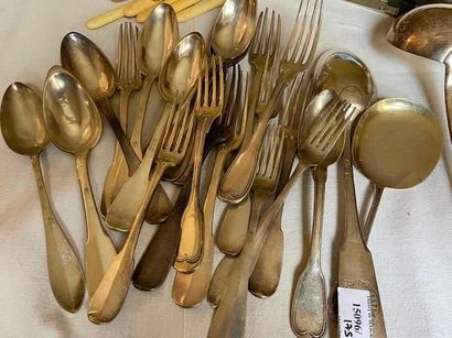 Large set of 950°/°° silver spoons and forks,...