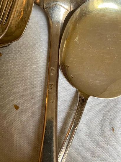 Large set of 950°/°° silver spoons and forks,...