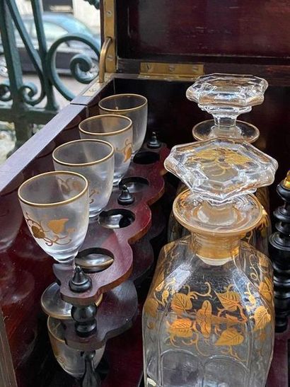 Liqueur cellar made of rosewood and brass...
