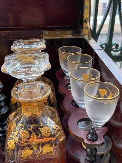 Liqueur cellar made of rosewood and brass...