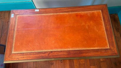 A Louis XVI style flat desk with two drawers,...