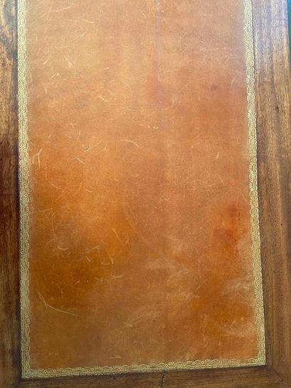 A Louis XVI style flat desk with two drawers,...