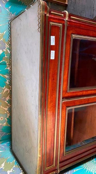 Louis XVI style display case with brass fillets...