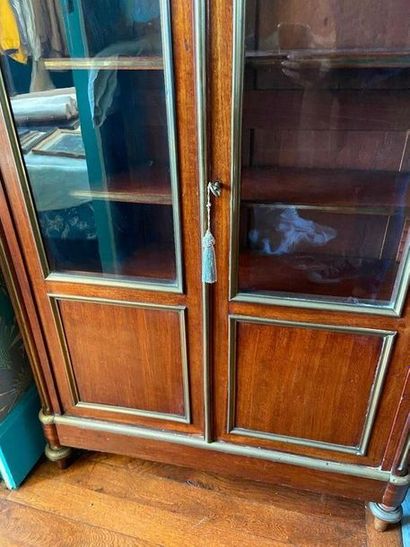 Louis XVI style display case with brass fillets...