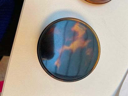 Deux camées coquille montés en broche, profil...