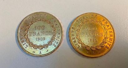 2 pièces de 100 Francs or au génie, 1886...
