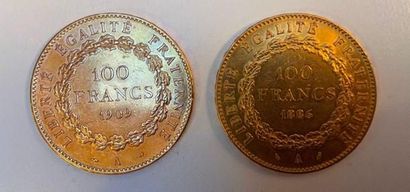 2 pièces de 100 Francs or au génie, 1886...