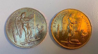 2 pièces de 100 Francs or au génie, 1886...