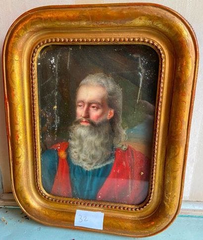 Portrait of a man in a red toga

Oil on panel

21...
